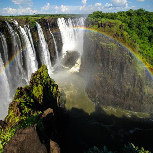 The Victoria Falls with rainbow