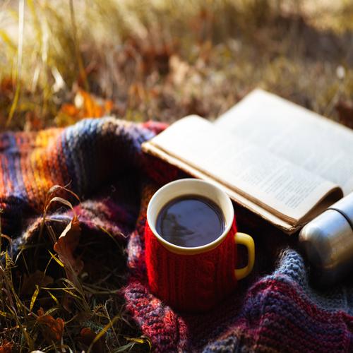 Book and Coffee Outdoors