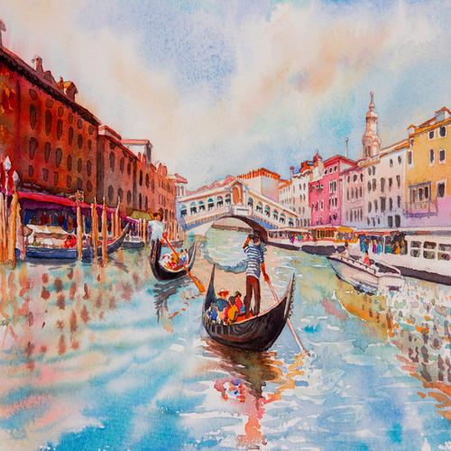 Tourist on a gondola in Venice