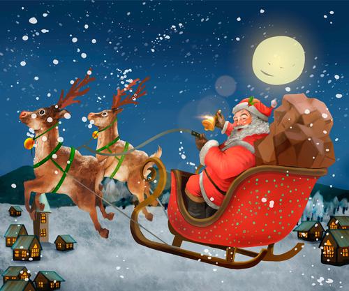 Santa Claus riding a sleigh