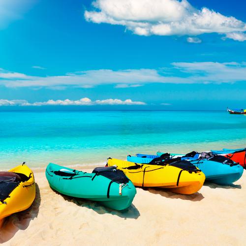 Kayaks on the sand