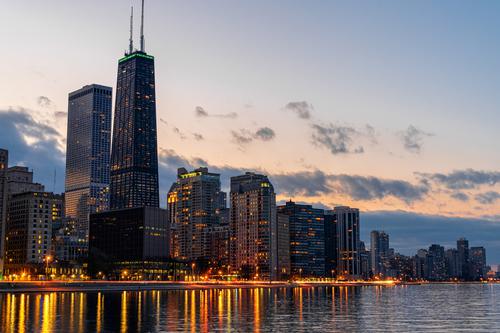 Chicago at twilight, USA