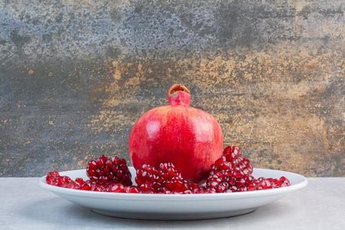 Pomegranate on a plate