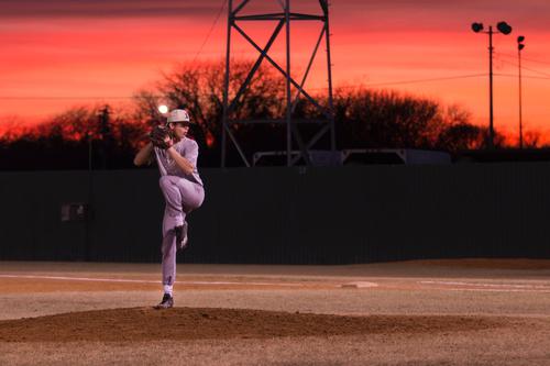 Baseball at sunset