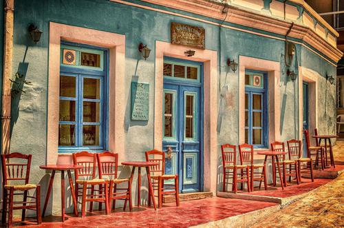 Blue caffe in Karpathos Island