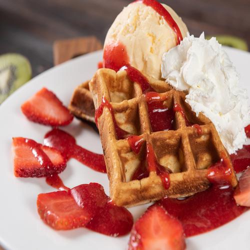 Belgian Waffle with Strawberries