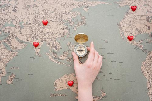 World Map with hearts