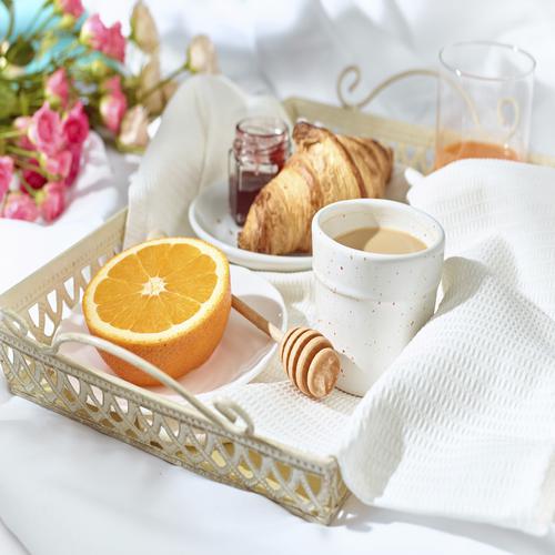 Tray with breakfast