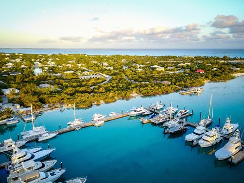 Marina at sunrise in Turks and Caicos Islands
