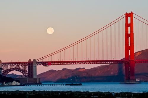Moon over the Golden Gate Bridge