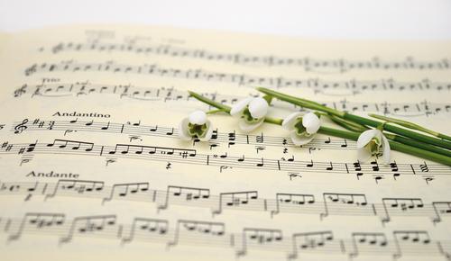 Music sheet with flowers