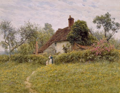 "Old Cottages at Pinner", de Helen Allingham