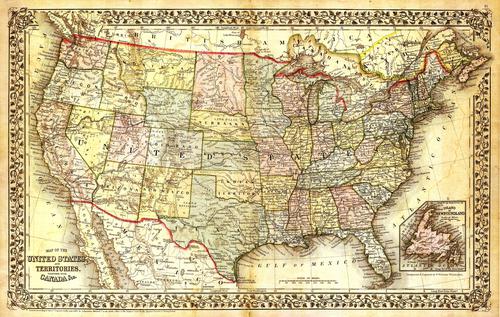 Old map of the USA