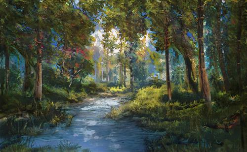 Painting of a forest