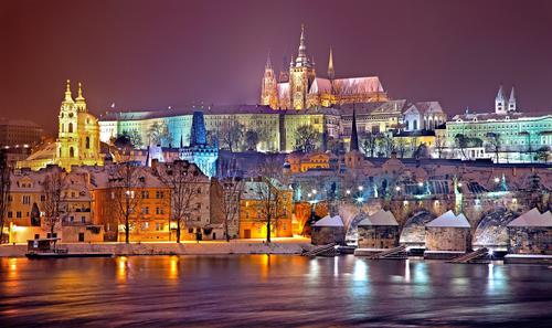 Prague city at night