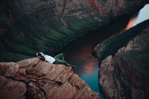Relaxing at Horseshoe Bend, USA