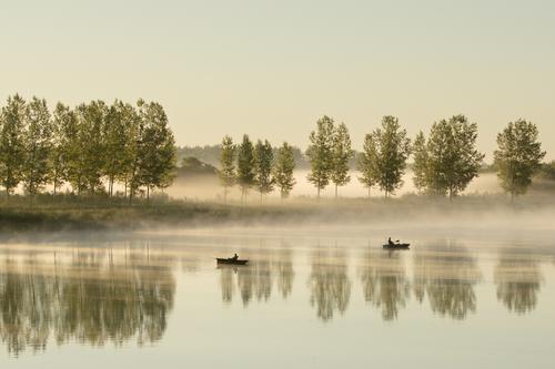 Lake fishermen in the early morning