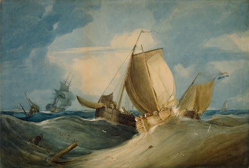 "Rough Weather, Dutch and English Fishing Boats" de Samuel Owen