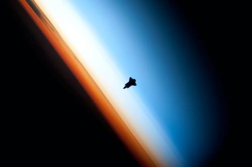 Space shuttle in orbit