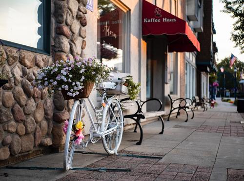 White bicycle in Frankenmuth, Michigan